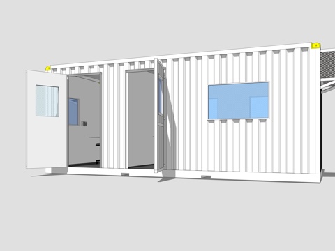  集装箱建筑 集装箱休息驿站 临时建筑su模型 