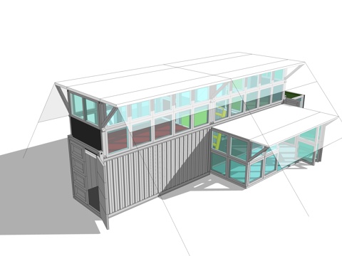  集装箱建筑 集装箱休息驿站 临时建筑su模型 