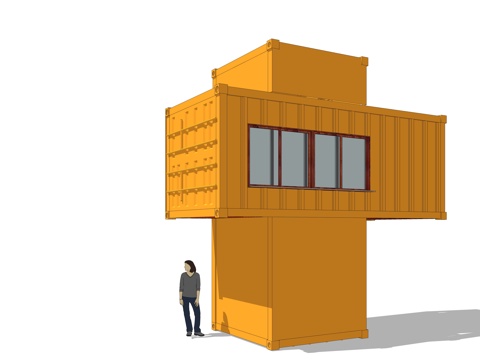  集装箱建筑 集装箱休息驿站 临时建筑 集装箱装置su模型 