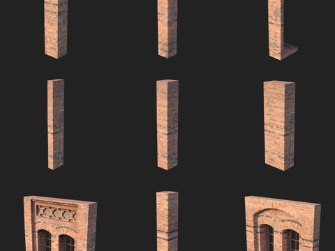  建筑构件石膏线门窗柱子3d模型 