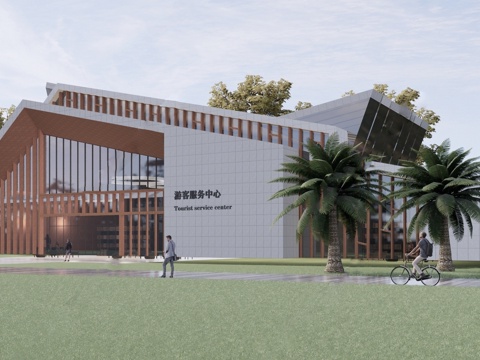  现代游客服务中心 建筑外观 驿站su模型 