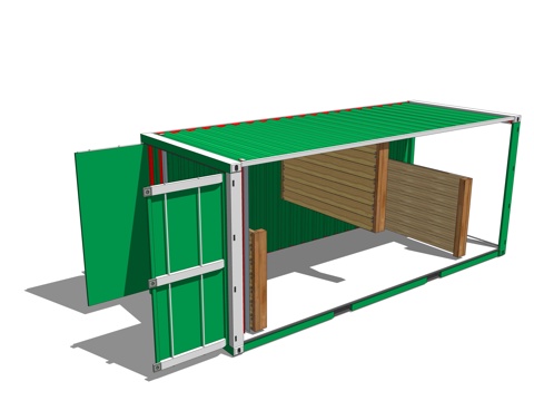  集装箱建筑 集装箱休息驿站 临时建筑su模型 