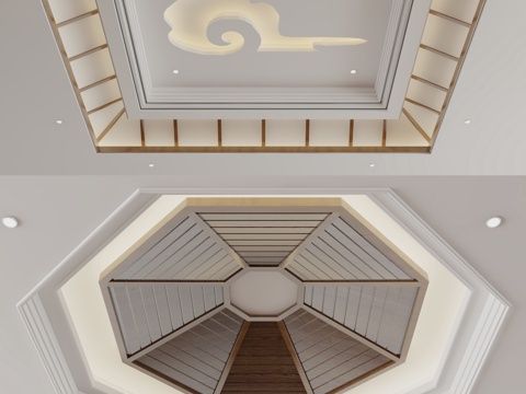  新中式天花吊顶3d模型 