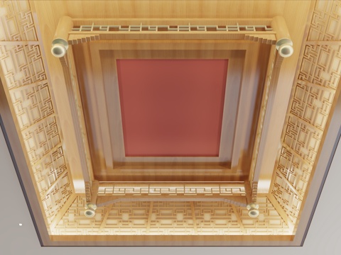  新中式天花吊顶3d模型 