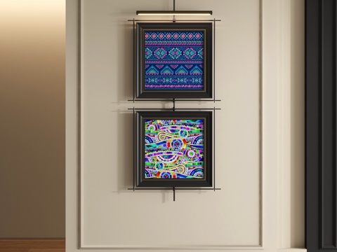  中古风装饰画3d模型 
