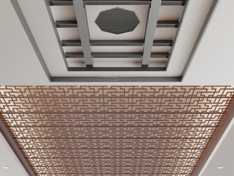  新中式天花吊顶3d模型 