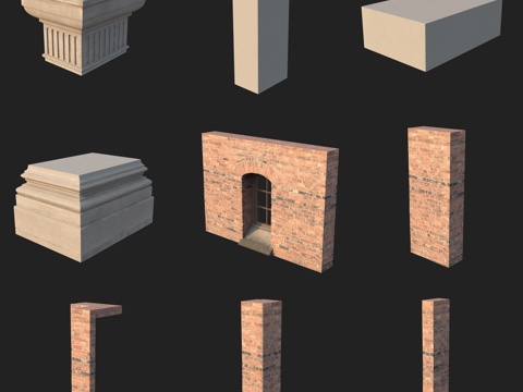  建筑构件石膏线门窗柱子3d模型 
