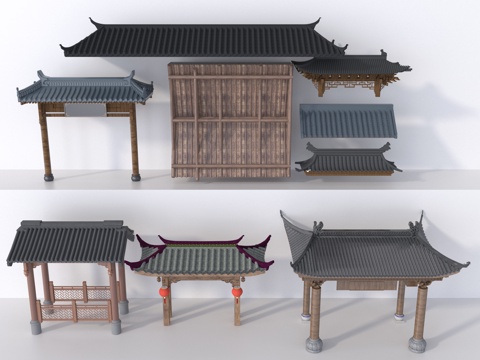  屋檐3d模型 