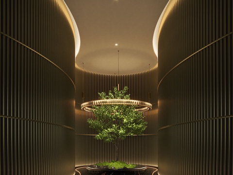  现代过道景观 室内景观 植物造景3d模型 