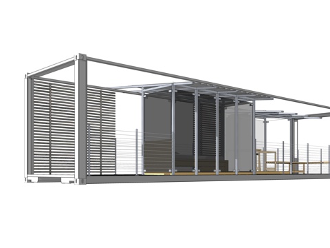  集装箱建筑 集装箱休息驿站 临时建筑su模型 