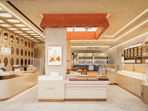 现代甜品面包店 奶茶店 咖啡厅3d模型 