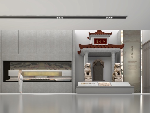  新中式民俗文化展厅su模型 