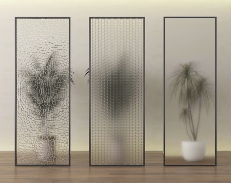  玻璃屏风 隔断3d模型 