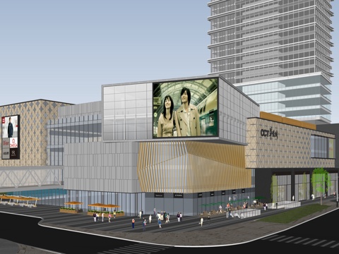 现代商业综合体 屋顶绿化 商业街 商场建筑su模型 