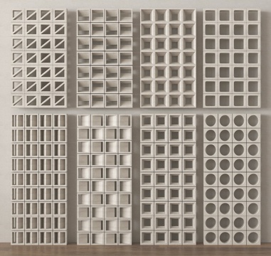  现代水泥砖隔断 镂空砖 镂空砖隔断 预制水泥砖 定制水泥3d模型 