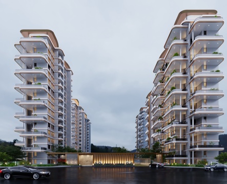 现代小区住宅楼 现代小区入口大门3d模型 