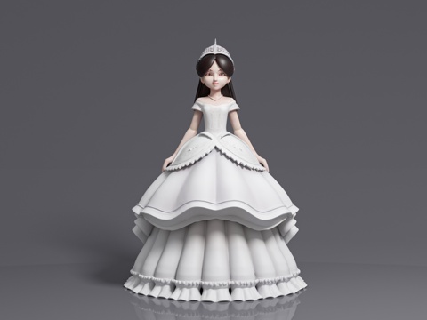  卡通人物 女人少女 公主婚纱 陈设饰品 手办摆件 美陈装饰3d模型 