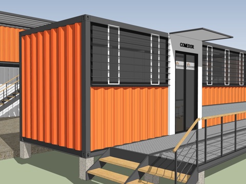  集装箱建筑 集装箱商业街su模型 