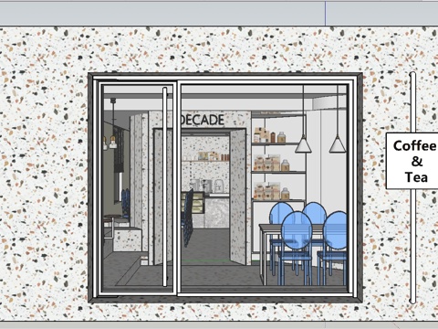  咖啡店su模型 