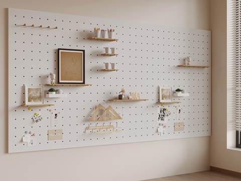  护墙板 现代洞洞板 挂件装饰3d模型 
