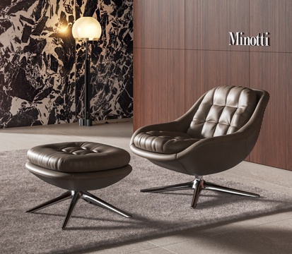  Minotti Kendall 沙发椅 单人沙发 皮革沙发椅su模型 