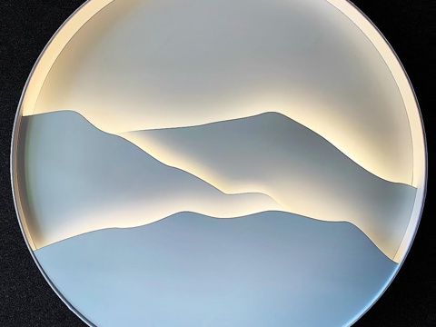  现代墙饰挂件 新中式山水墙饰 立体墙饰 玄关墙饰 圆形墙饰3d模型 