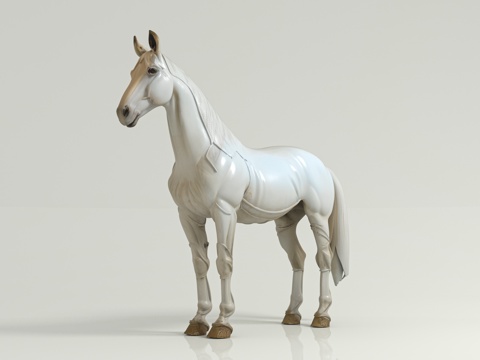  马雕塑 动物雕塑 骏马马匹 站立马 标本展示 手办摆件 美陈3d模型 