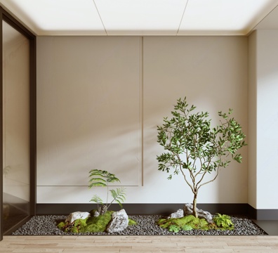  现代室内景观 绿植造景 新中式室内景观造景 天井造景 室内植3d模型 