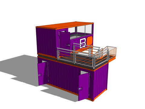  集装箱建筑 集装箱休息驿站 临时建筑su模型 