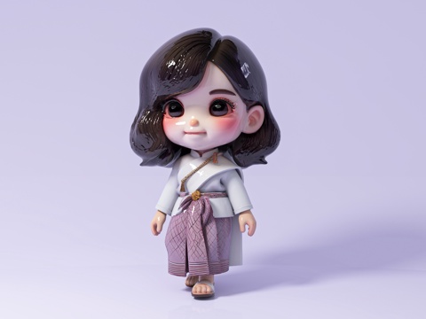  Q版女人 少妇少女 卡通人物 动漫形象 美陈装饰 手办摆件3d模型 