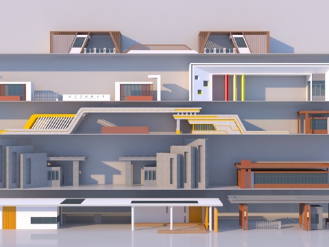  现代学校大门3d模型 