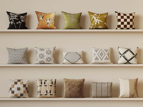  法式中古风抱枕 靠枕su模型 