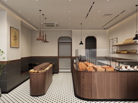  复古奶茶店施工图cad施工图 