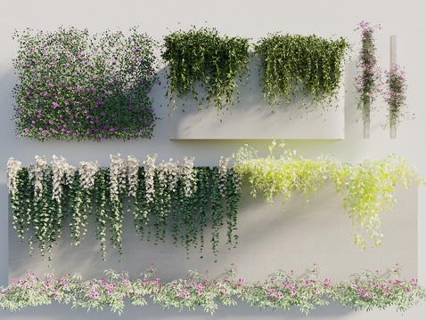  现代藤蔓 景观藤曼 绿植墙 绿植爬藤 藤蔓月季 爬山虎 爬藤3d模型 