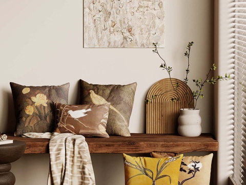  中古风抱枕 靠枕su模型su模型 