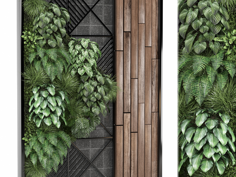  绿植墙3d模型 