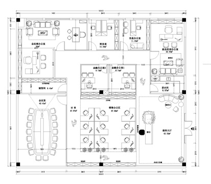  金融辦公室平面布置圖cad施工圖 