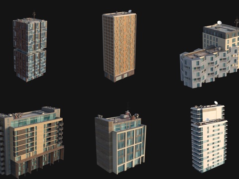  精细城市配楼3d模型 