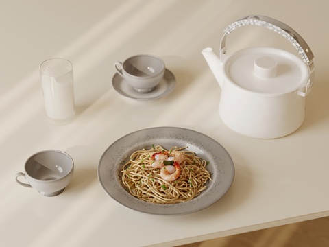  餐具 现代餐具 食物 杯子3d模型 
