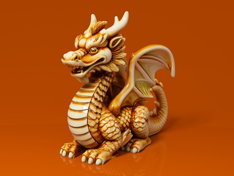  神兽龙 西方神话 动物摆件 卡通动漫风格 手办摆件 玩具公仔3d模型 