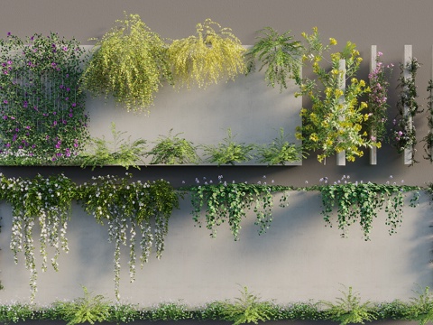  现代藤蔓 景观藤曼 绿植墙 绿植爬藤 藤蔓月季 爬山虎 爬藤3d模型 