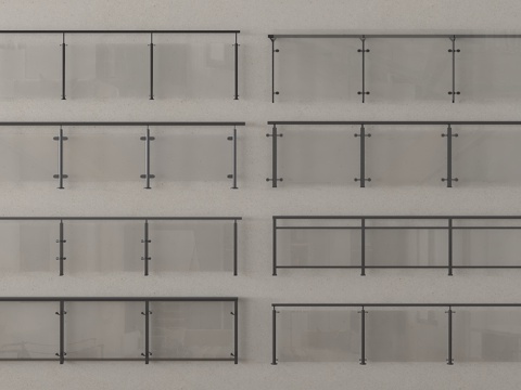  玻璃栏杆 围栏 护栏 栅栏3d模型 