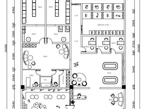  现代极简宠物店平面设计方案图cad施工图 