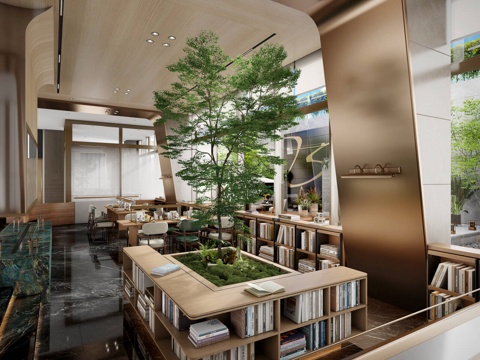  阅读区 书架 植物3d模型 