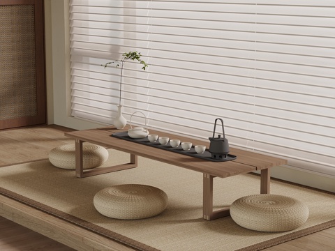  新中式茶桌椅 榻榻米茶桌椅3d模型 
