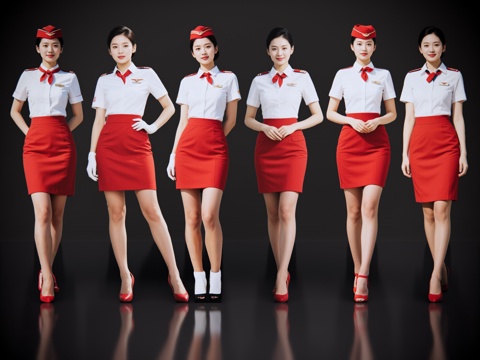  2D现代人物 空姐 乘务人员 空乘人员 航空美女su模型 