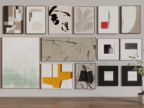  现代复古高级挂画 装饰画 墙饰挂件 立体画 客厅挂画3d模型 