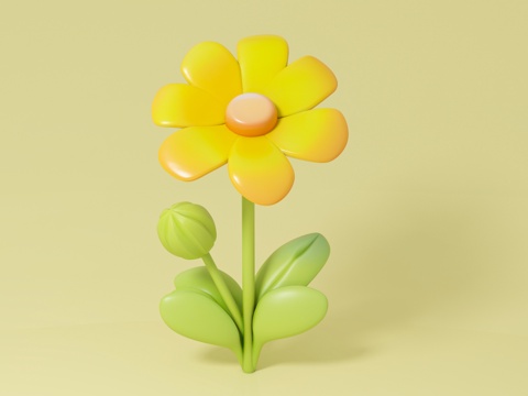  太阳花 植物花朵 卡通花草 动漫风格 美陈装饰 道具摆件 场3d模型 