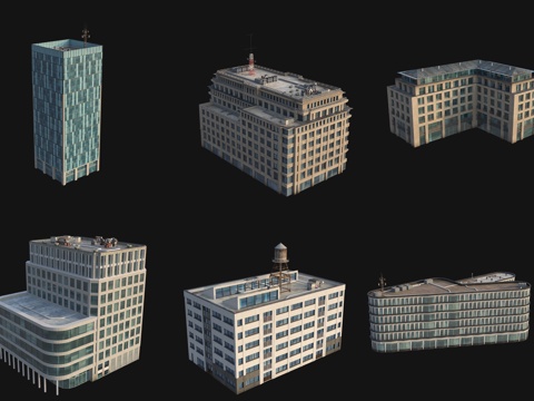  精细城市配楼3d模型 
