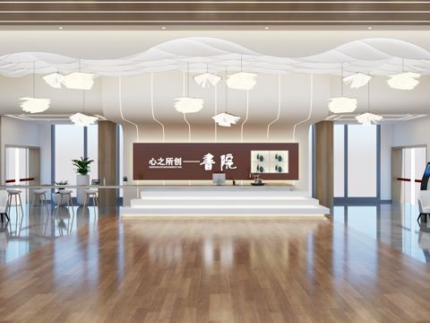  现代公司大堂 入口 接待中心3d模型 